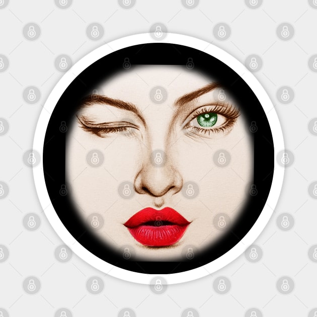 female face with eyes and lips Magnet by NeetzCreation